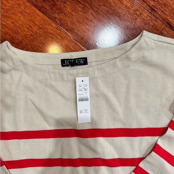J. Crew Red and Cream Striped Top NWT Sz L - Picture 2 of 2